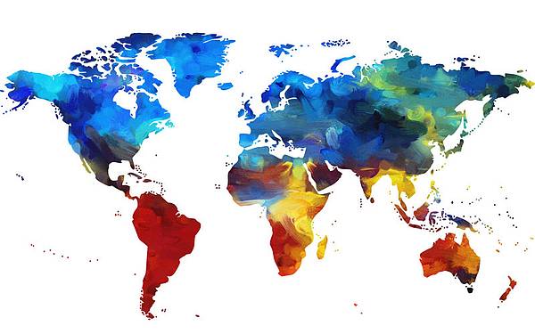 Weltkarte in bunten Farben