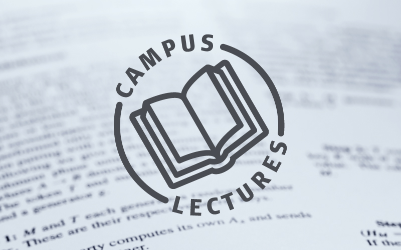 Logo Campus Lectures © FH Campus Wien, Buch in der Mitte mit Kreis und Schrift